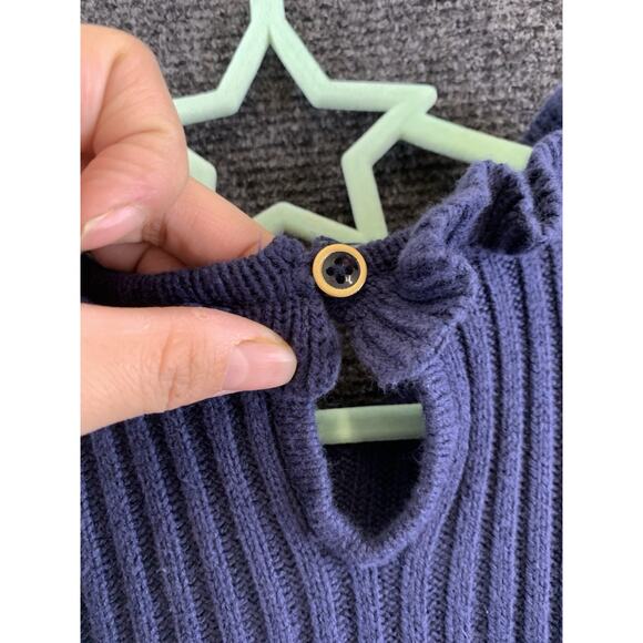 Tahari Baby Girl Knit Dress Long Sleeve Christmas Reindeer Design Blue Size 24 - Picture 9 of 12